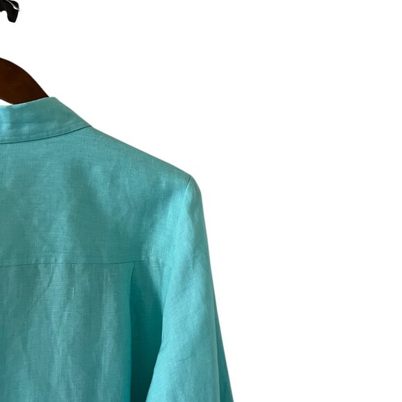 Richard Malcom NEW Irish Linen Button Down Shirt In Turquoise Size XL - Picture 9 of 14